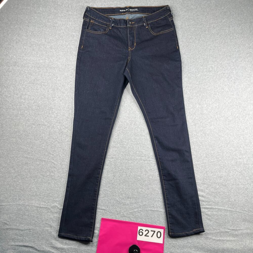 Old Nay Rockstar Denim Jeans Low Rise Dark Wash Womens Measures 32x31 *SEE